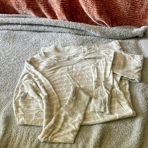 ATHLETA Gray and white striped long sleeve dress, size XSP.